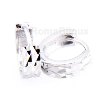 NSA|Silver 925: earrings massive cliquet woman and diamond faceted small 13 mm (one pair)