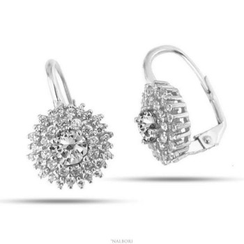 NSA|Woman earrings in silvered 925 sterling silver round of cubic zirconia 13mm