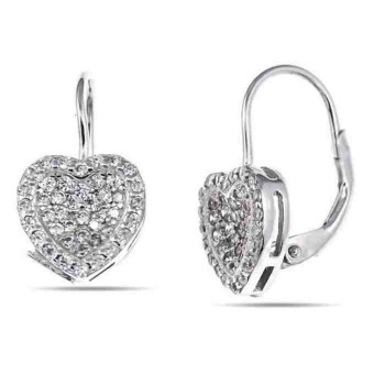 NSA|NALBORI Orecchini argento 925 monachelle cuore micropavè di zirconi donna bianco