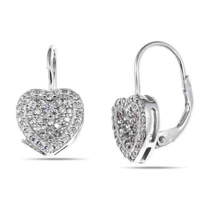 NSA|NALBORI Orecchini argento 925 monachelle cuore micropavè di zirconi donna bianco