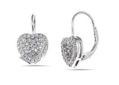 NSA|Woman earrings in silver 925 silver heart micropavè of cubic zirconia 10,5mm