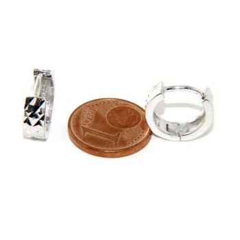 NSA|Silver 925: earrings massive cliquet woman and diamond faceted small 13 mm (one pair)