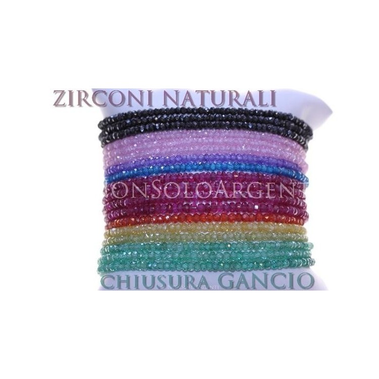 NSA|Argento 925 : Bracciale Donna semipreziosi pietre zirconi naturali chiusura gancio mis 17