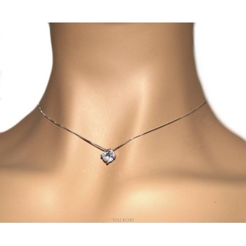 NSA|Parure donna punto luce 7 mm in argento 925 con zircone. Catena veneziana ciondolo passante e Orecchini abbinati  NALBORI