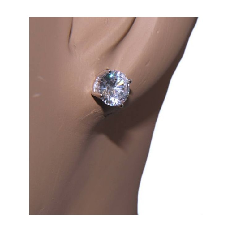 NSA|Set of women's 7 mm light point in 925 silver with zircon. Venetian chain pendant and matching earrings