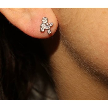 NSA|women's silver 925 earrings with white zircons poodle dog NALBORI