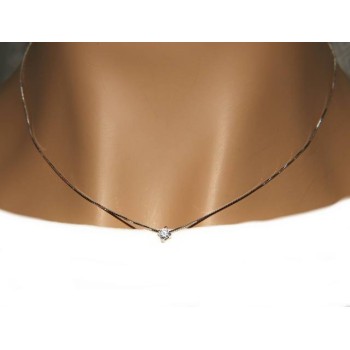 NSA|Parure donna punto luce 7 mm in argento 925 con zircone. Catena veneziana ciondolo passante e Orecchini abbinati NALBORI