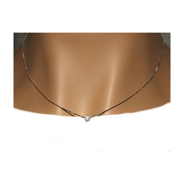 NSA|Parure donna punto luce 7 mm in argento 925 con zircone. Catena veneziana ciondolo passante e Orecchini abbinati NALBORI