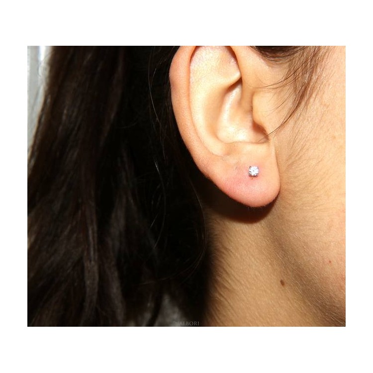 NSA|NALBORI Parure donna punto luce 7 mm in argento 925 con zircone. Catena veneziana ciondolo passante e Orecchini abbinati