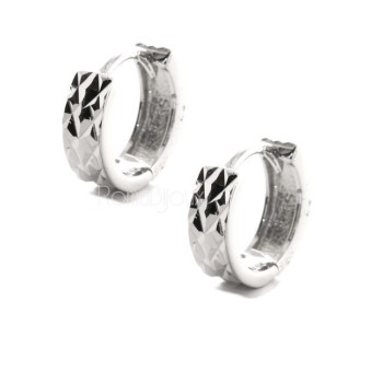 NSA|Silver 925: earrings massive cliquet woman and diamond faceted small 13 mm (one pair)