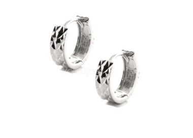 NSA|Silver 925: earrings massive cliquet woman and diamond faceted small 13 mm (one pair)