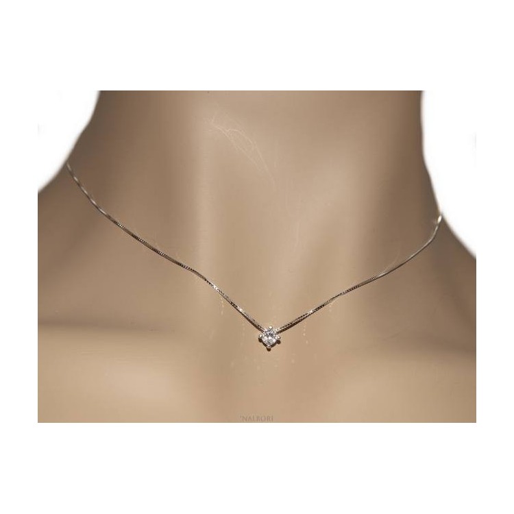 NSA|Set of women's 4 mm light point in 925 silver with zircon. Venetian chain pendant and matching earrings