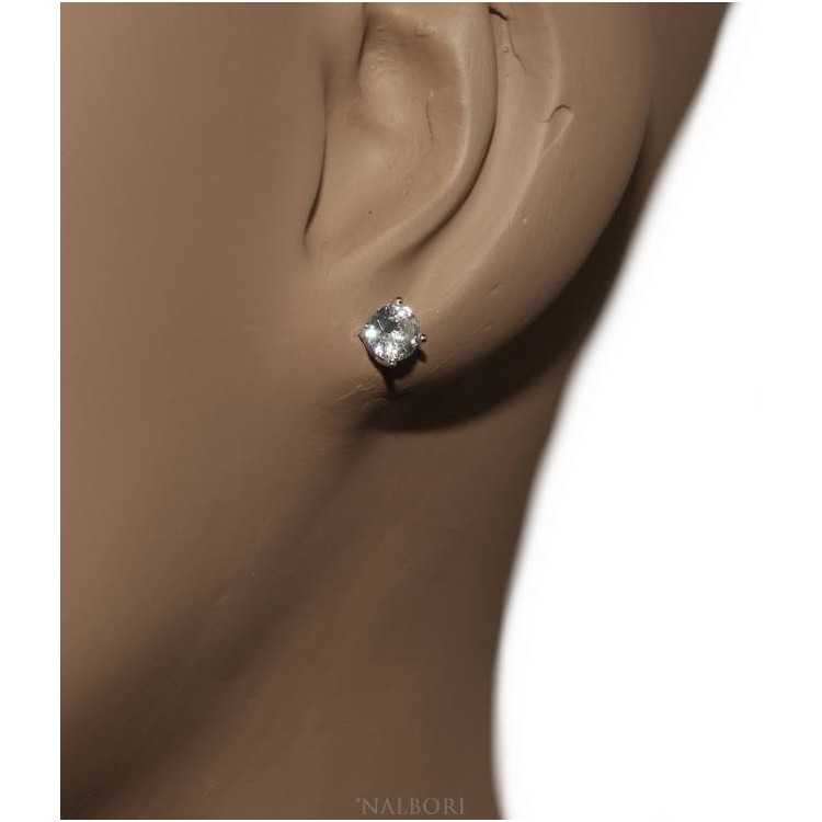 NSA|Parure donna punto luce 5 mm in argento 925 con zircone. Catena veneziana ciondolo passante e Orecchini abbinati