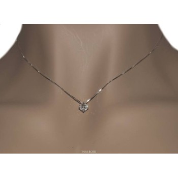 NSA|Set of women's 5 mm light point in 925 silver with zircon. Venetian chain pendant and matching earrings