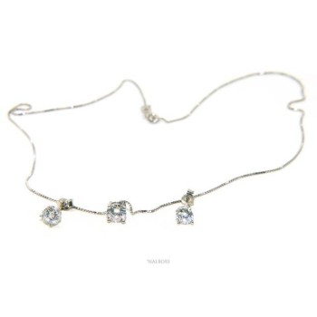 NSA|Set of women's 5 mm light point in 925 silver with zircon. Venetian chain pendant and matching earrings