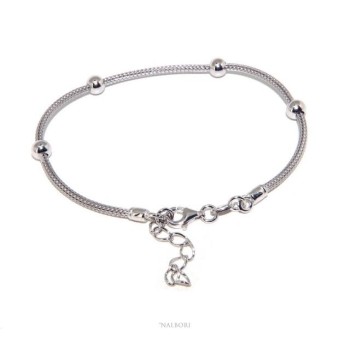 NSA|NALBORI ® fox tail bracelet 925 silver cord with smooth balls for men and women