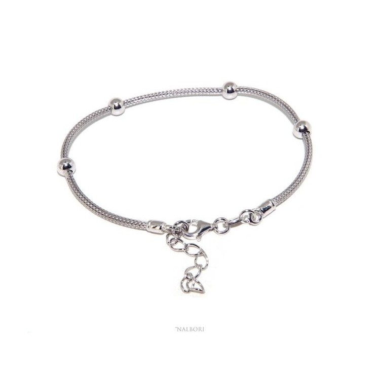 NSA|NALBORI ® fox tail bracelet 925 silver cord with smooth balls for men and women