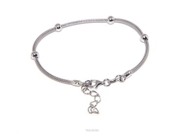 NSA|NALBORI ® bracciale fox tail cavetto argento 925 con palline lisce per uomo e donna