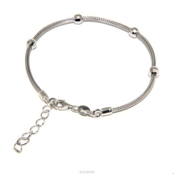 NSA|NALBORI ® fox tail bracelet, 925 silver cord with diamond balls for men and women