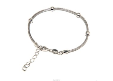 NSA|NALBORI ® bracciale fox tail cavetto argento 925 con palline diamantate per uomo e donna