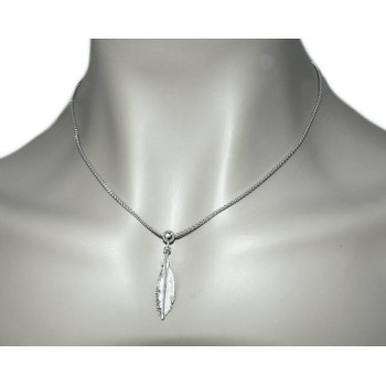 NSA|necklace Silver 925 popcorn 43 + 5 with leaf pendant and NALBORI ball