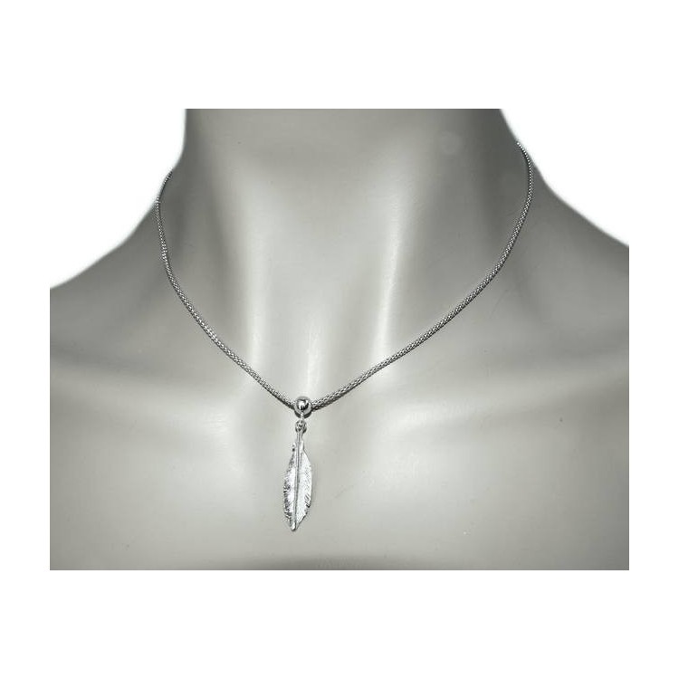NSA|necklace Silver 925 popcorn 43 + 5 with leaf pendant and NALBORI ball