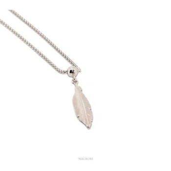 NSA|necklace Silver 925 popcorn 43 + 5 with leaf pendant and NALBORI ball