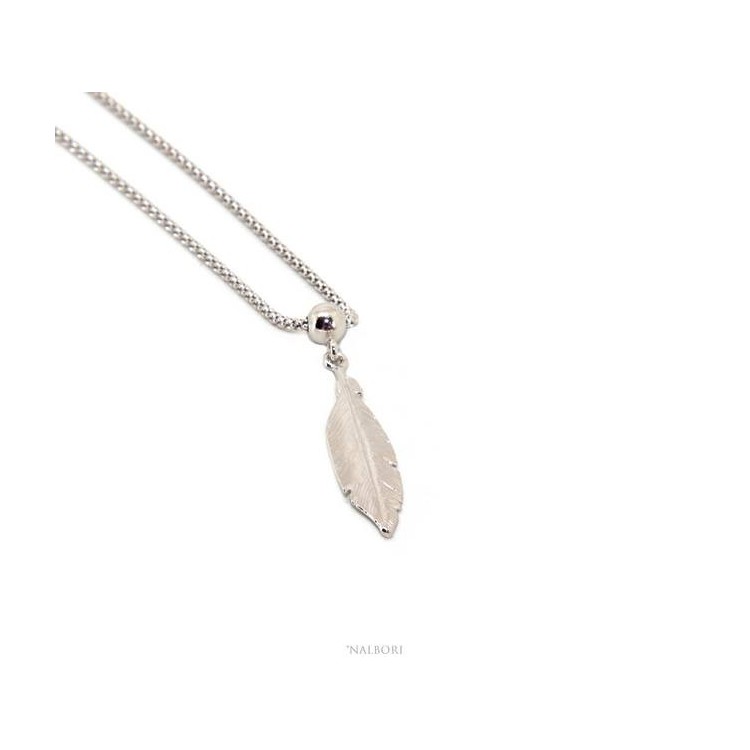 NSA|necklace Silver 925 popcorn 43 + 5 with leaf pendant and NALBORI ball