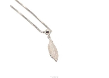 NSA|necklace Silver 925 popcorn 43 + 5 with leaf pendant and NALBORI ball