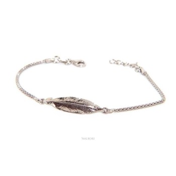 NSA|bracelet Silver 925 popcorn with central leaf NALBORI 16 / 18,5 cm