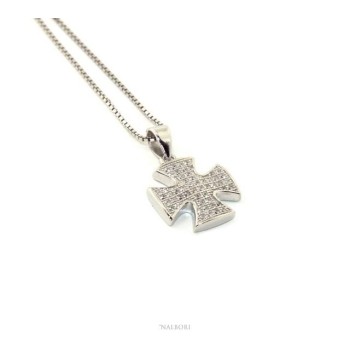 NSA|Collier woman Venetian necklace with Maltese pendant with zircons NALBORI