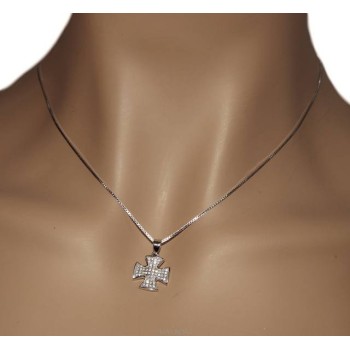 NSA|Collier woman Venetian necklace with Maltese pendant with zircons NALBORI