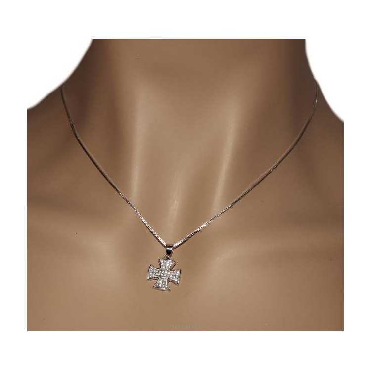 NSA|Collana Collier donna veneziana con ciondolo maltese zirconi NALBORI