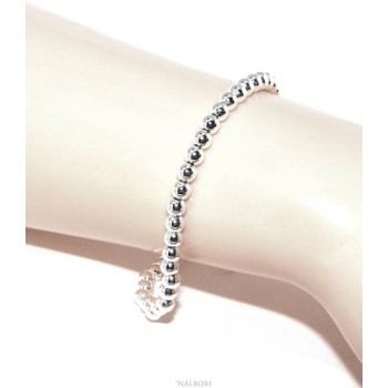 NSA|NALBORI Bracciale uomo donna argento 925 palline 4 mm 16 - 18,50
