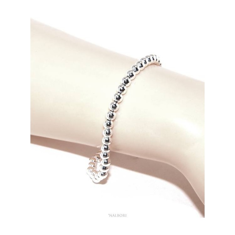 NSA|NALBORI Bracciale uomo donna argento 925 palline 4 mm 16 - 18,50