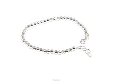 NSA|NALBORI Bracciale uomo donna argento 925 palline 4 mm 16 - 18,50