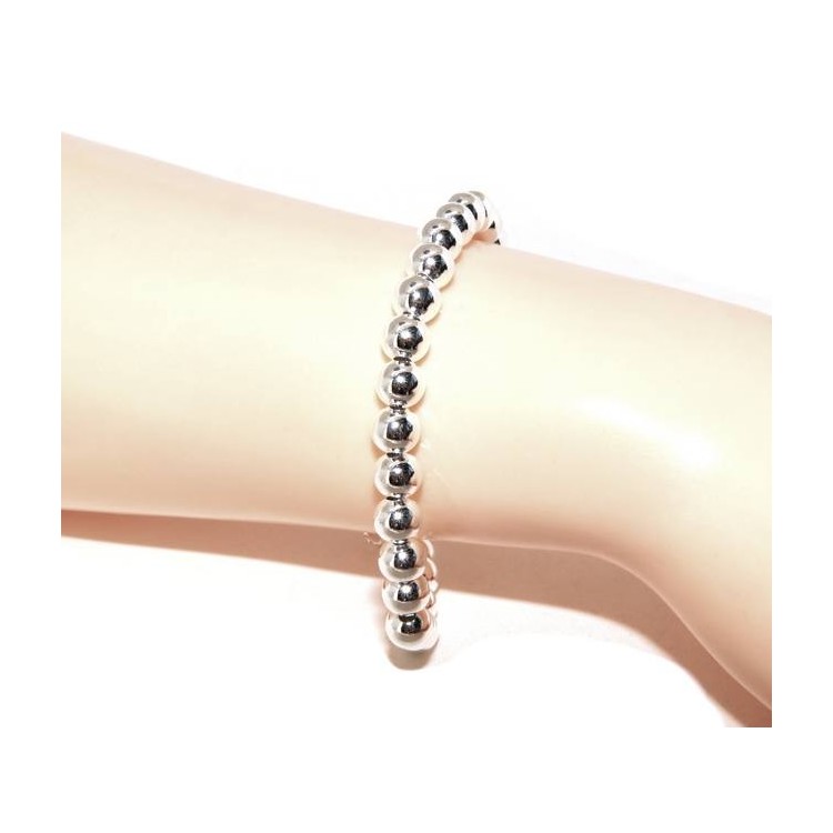 NSA|NALBORI Bracelet man woman silver 925 balls 6 mm ultralight wrist cm 15 - 18.50