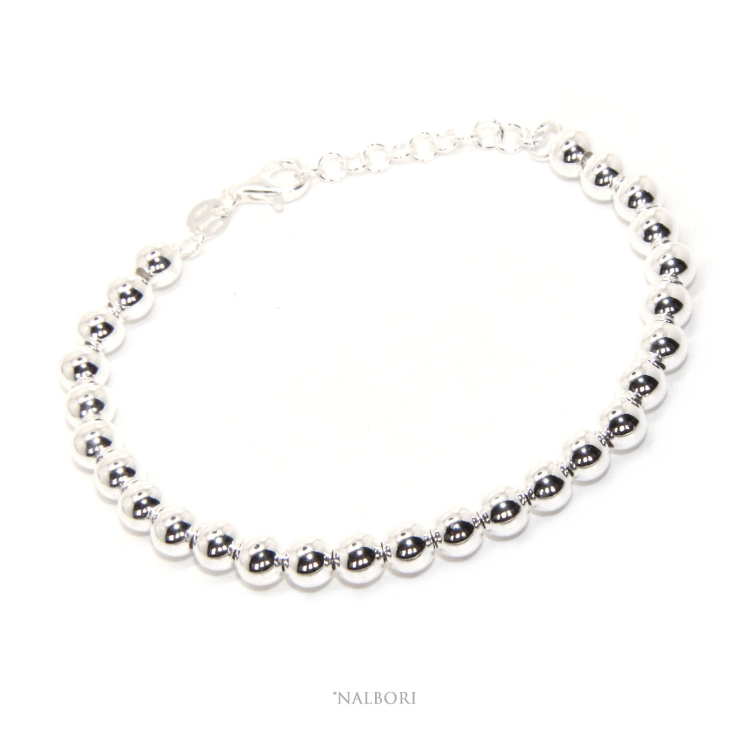 NSA|NALBORI Bracelet man woman silver 925 balls 6 mm ultralight wrist cm 15 - 18.50