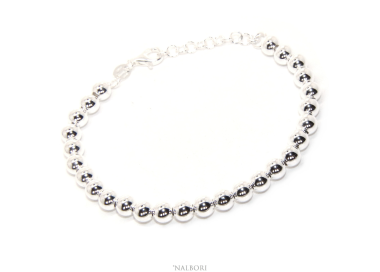 NSA|NALBORI Bracelet man woman silver 925 balls 6 mm ultralight wrist cm 15 - 18.50
