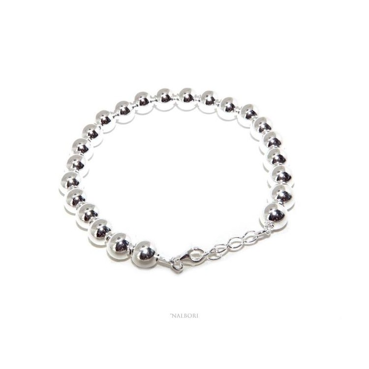 NSA|NALBORI Bracelet man woman silver 925 balls 8 mm ultralight wrist cm 16 - 19