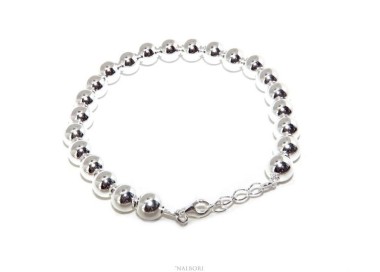 NSA|NALBORI Bracelet man woman silver 925 balls 8 mm ultralight wrist cm 16 - 19