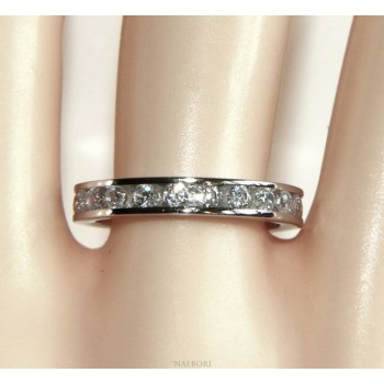 NSA|NALBORI Argento 925 Rodiato Eternity infinity fede tutto giro zirconi bianchi brillante 2 mm per uomo o donna