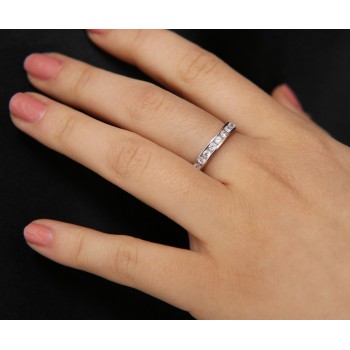 NSA|NALBORI 925 silver Rhodium plated Eternity infinity round all white brilliant zircons 2 mm for men or women