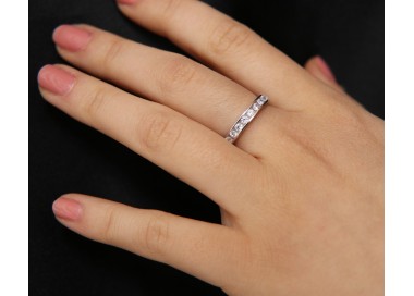 NSA|NALBORI 925 silver Rhodium plated Eternity infinity round all white brilliant zircons 2 mm for men or women