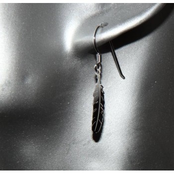 NSA|NALBORI woman earrings Silver 925 with feather pendant cut and laser engravedaser engraved