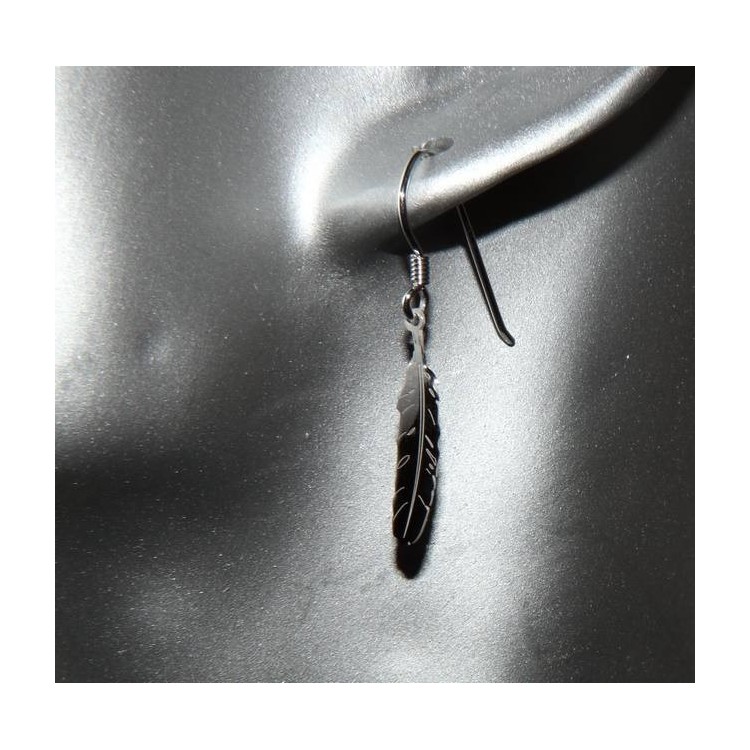 NSA|NALBORI woman earrings Silver 925 with feather pendant cut and laser engravedaser engraved