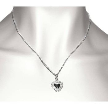 NSA|NALBORI necklace 925 silver woman rolo '45 + 5 with sacred heart pendant ex voto bathroom white gold