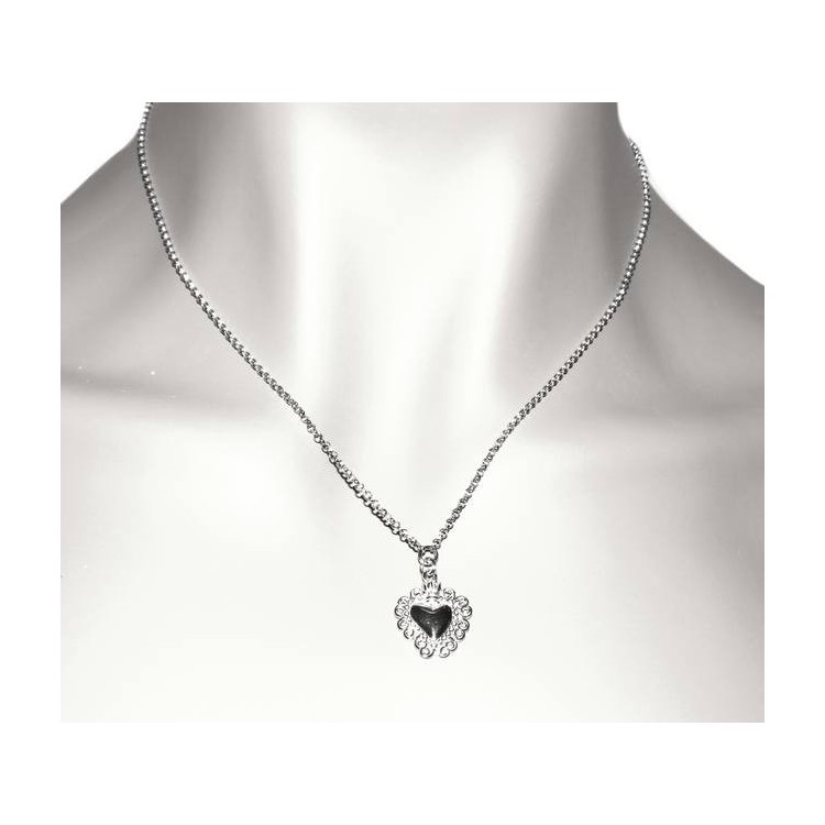 NSA|NALBORI necklace 925 silver woman rolo '45 + 5 with sacred heart pendant ex voto bathroom white gold