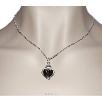 NSA|NALBORI necklace 925 silver woman rolo '45 + 5 with sacred pendant heart flame ex voto