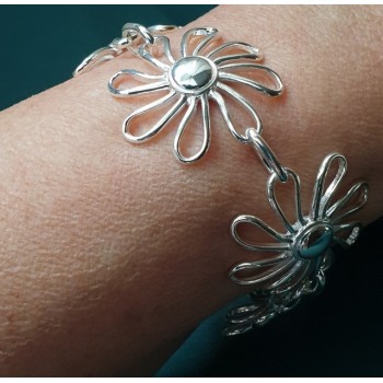 NSA|NALBORI bracciale donna argento 925 grande fiori margherita